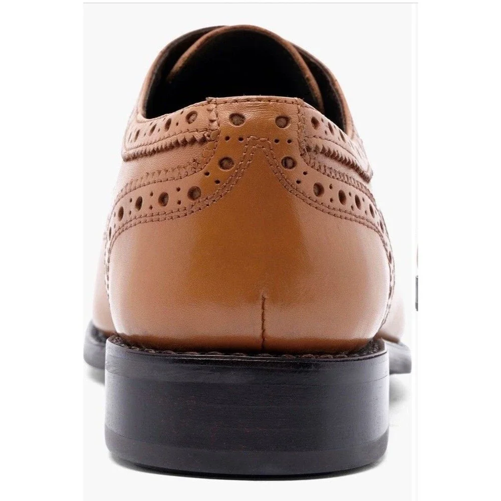 new Anthony Veer Ford Brogue Oxford Men 12 D TAN all leather dress shoes Lite